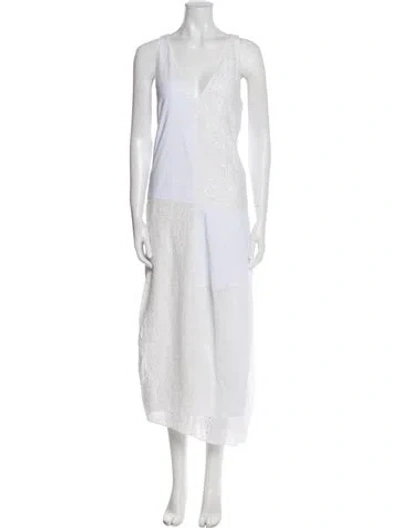 Pre-owned Tibi V-neck Long Dress In White