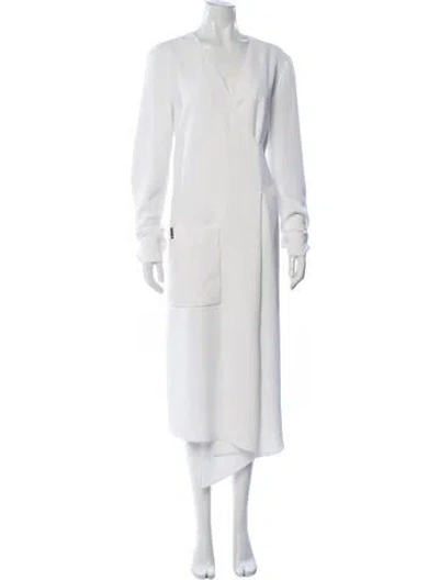 Pre-owned Tibi V-neck Long Dress In White