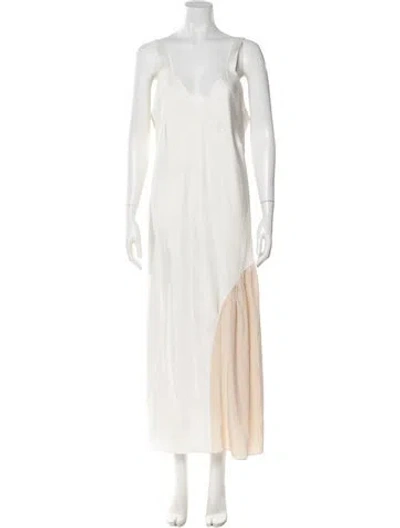 Pre-owned Tibi V-neck Long Dress In White