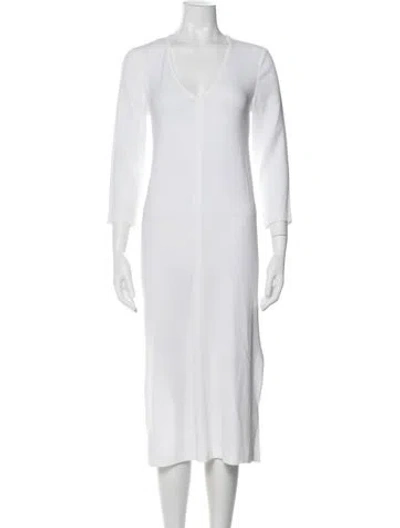 Pre-owned Tibi V-neck Long Dress In White