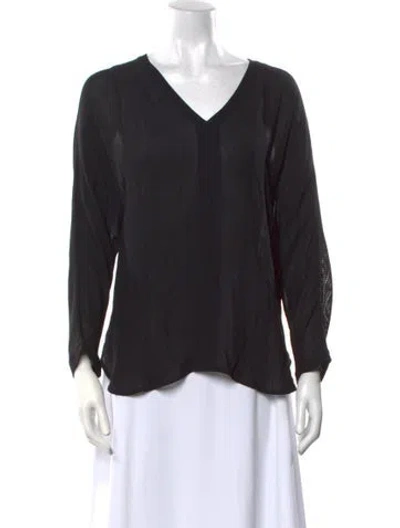 Pre-owned Tibi V-neck Long Sleeve Blouse In Black