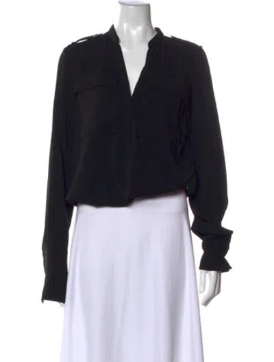 Pre-owned Tibi V-neck Long Sleeve Blouse In Black
