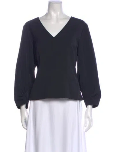 Pre-owned Tibi V-neck Long Sleeve Blouse In Blue
