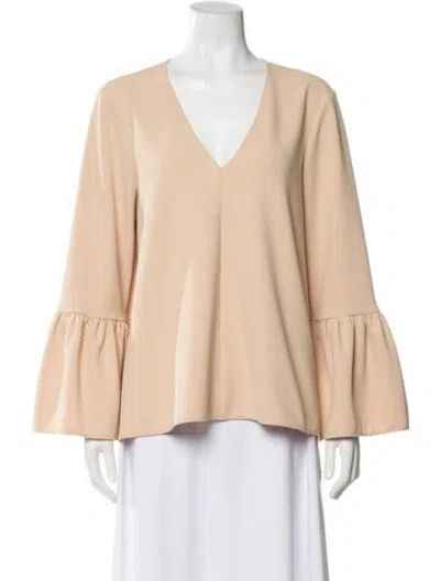 Pre-owned Tibi V-neck Long Sleeve Blouse In Neutral