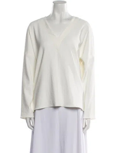 Pre-owned Tibi V-neck Long Sleeve Blouse In Neutral