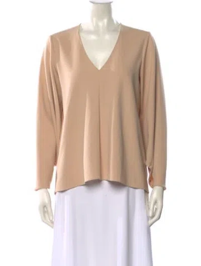 Pre-owned Tibi V-neck Long Sleeve Blouse In Neutral