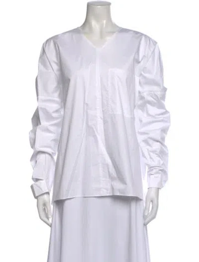 Pre-owned Tibi V-neck Long Sleeve Blouse In Neutral