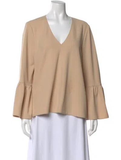 Pre-owned Tibi V-neck Long Sleeve Blouse In Neutral