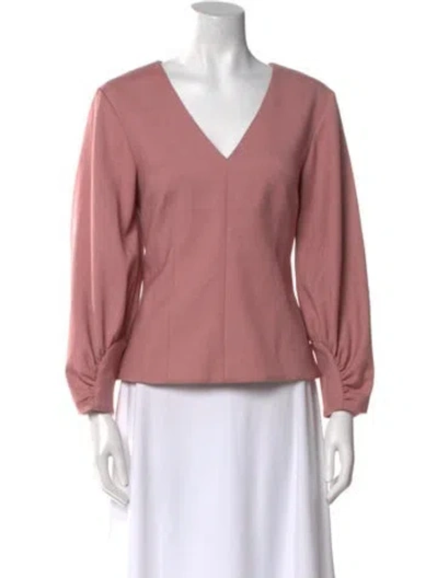 Pre-owned Tibi V-neck Long Sleeve Blouse In Pink