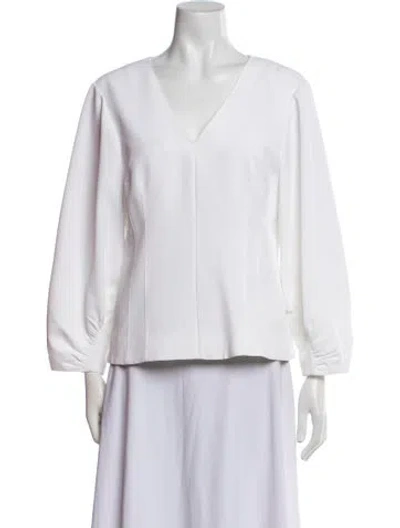 Pre-owned Tibi V-neck Long Sleeve Blouse In White