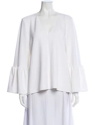 Pre-owned Tibi V-neck Long Sleeve Blouse In White