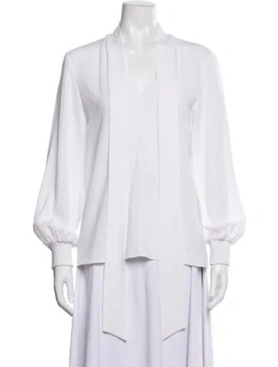 Pre-owned Tibi V-neck Long Sleeve Blouse In White