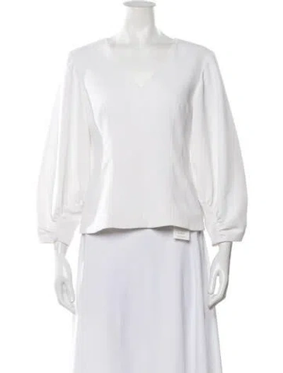 Pre-owned Tibi V-neck Long Sleeve Blouse In White