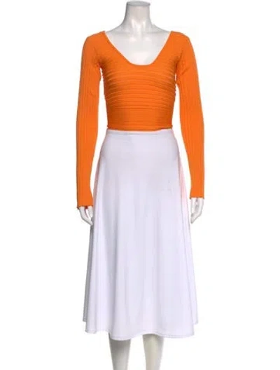 Pre-owned Tibi V-neck Long Sleeve Crop Top In Orange