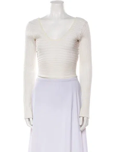 Pre-owned Tibi V-neck Long Sleeve Crop Top In White