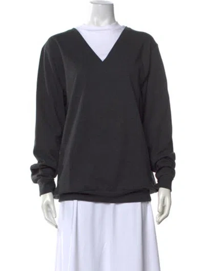 Pre-owned Tibi V-neck Long Sleeve Sweatshirt In Black