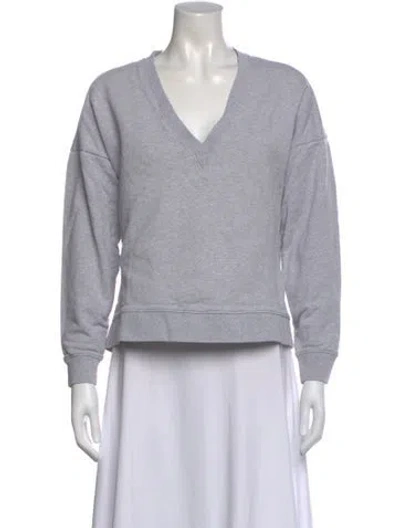 Pre-owned Tibi V-neck Long Sleeve Sweatshirt In Gray