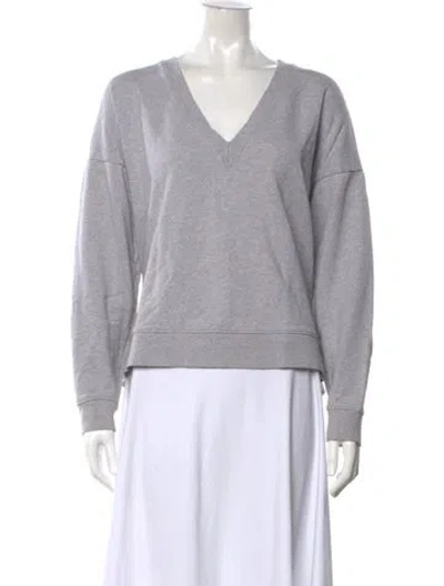 Pre-owned Tibi V-neck Long Sleeve Sweatshirt In Grey