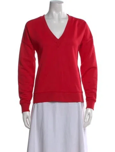 Pre-owned Tibi V-neck Long Sleeve Sweatshirt In Red