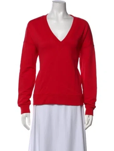 Pre-owned Tibi V-neck Long Sleeve Sweatshirt In Red