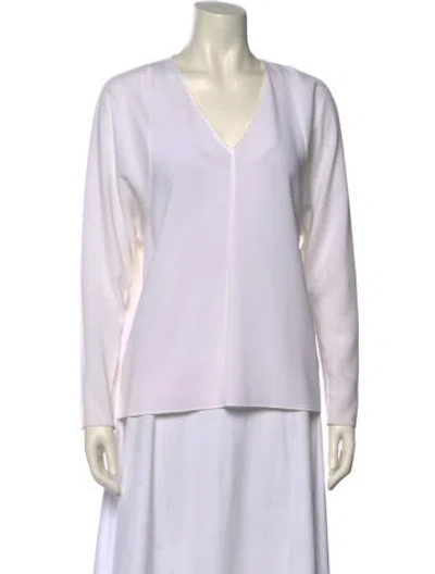 Pre-owned Tibi V-neck Long Sleeve Sweatshirt In White