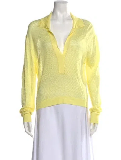Pre-owned Tibi V-neck Long Sleeve Sweatshirt In Yellow