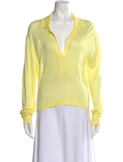 Pre-owned Tibi V-neck Long Sleeve Sweatshirt In Yellow
