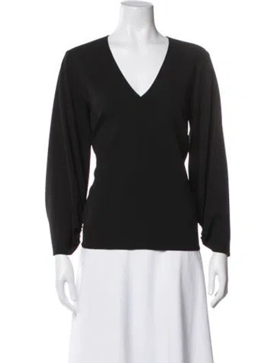 Pre-owned Tibi V-neck Long Sleeve Top In Black