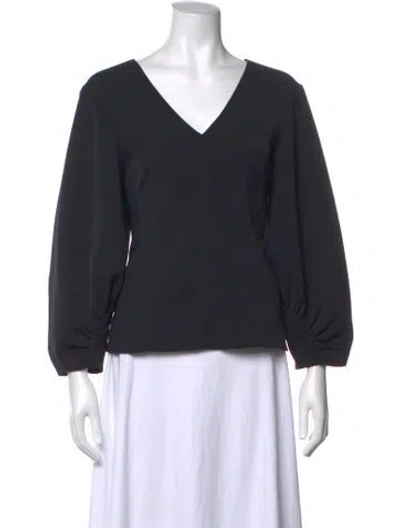 Pre-owned Tibi V-neck Long Sleeve Top In Black