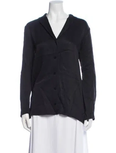 Pre-owned Tibi V-neck Long Sleeve Top In Blue