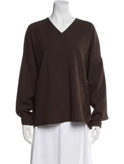 Pre-owned Tibi V-neck Long Sleeve Top In Brown