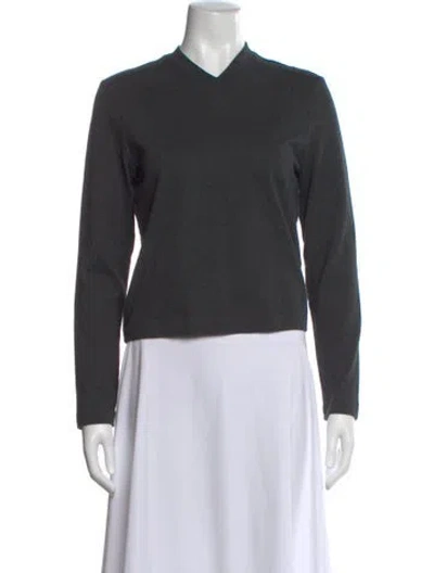 Pre-owned Tibi V-neck Long Sleeve Top In Gray