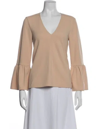 Pre-owned Tibi V-neck Long Sleeve Top In Neutral