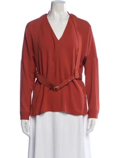 Pre-owned Tibi V-neck Long Sleeve Top In Orange