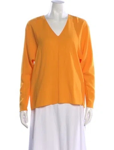 Pre-owned Tibi V-neck Long Sleeve Top W/ Tags In Yellow
