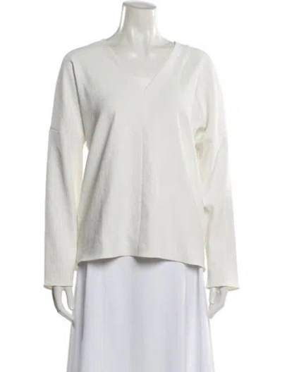 Pre-owned Tibi V-neck Long Sleeve Top In White