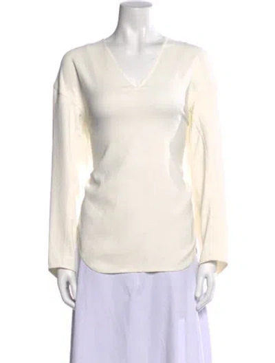 Pre-owned Tibi V-neck Long Sleeve Top In White