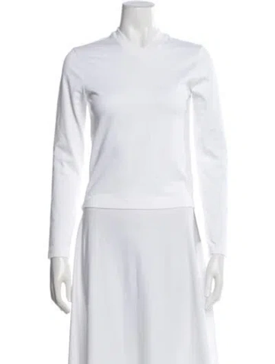 Pre-owned Tibi V-neck Long Sleeve Top In White