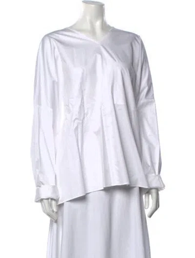 Pre-owned Tibi V-neck Long Sleeve Top In White