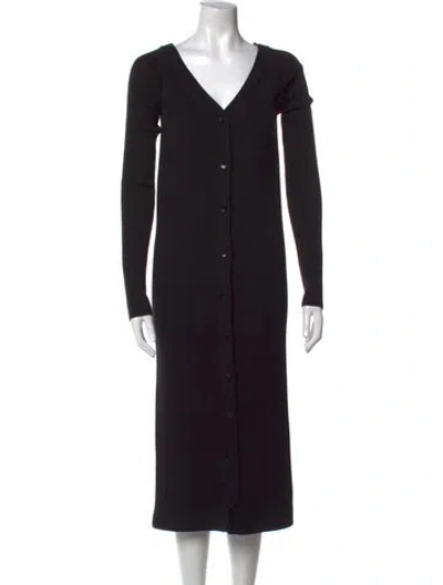 Pre-owned Tibi V-neck Midi Length Dress In Black
