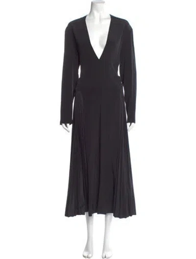 Pre-owned Tibi V-neck Midi Length Dress In Black