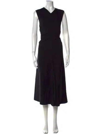 Pre-owned Tibi V-neck Midi Length Dress In Black