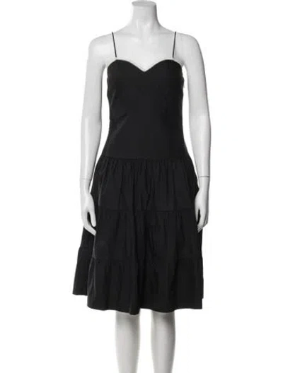 Pre-owned Tibi V-neck Midi Length Dress In Black