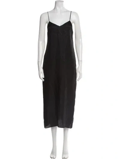 Pre-owned Tibi V-neck Midi Length Dress In Black