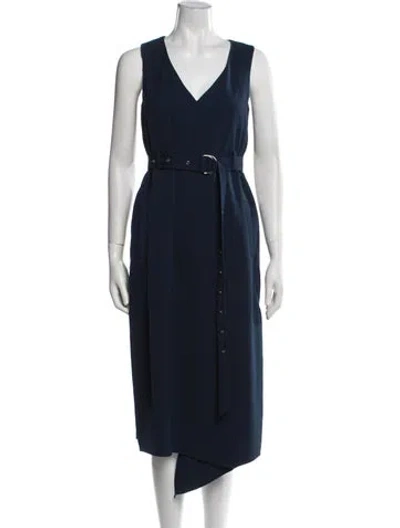 Pre-owned Tibi V-neck Midi Length Dress In Blue