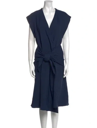 Pre-owned Tibi V-neck Midi Length Dress In Blue