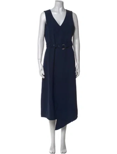 Pre-owned Tibi V-neck Midi Length Dress In Blue
