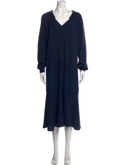 Pre-owned Tibi V-neck Midi Length Dress In Blue