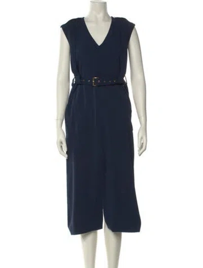 Pre-owned Tibi V-neck Midi Length Dress In Blue