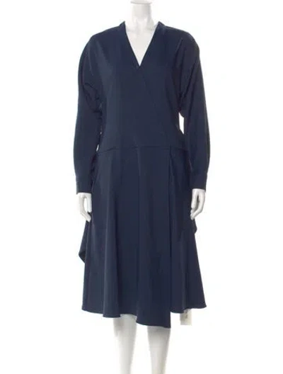 Pre-owned Tibi V-neck Midi Length Dress In Blue